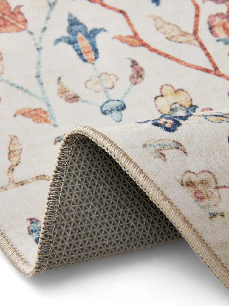 Tapis à fleurs rond multicolore lavable 120 cm de diamètre