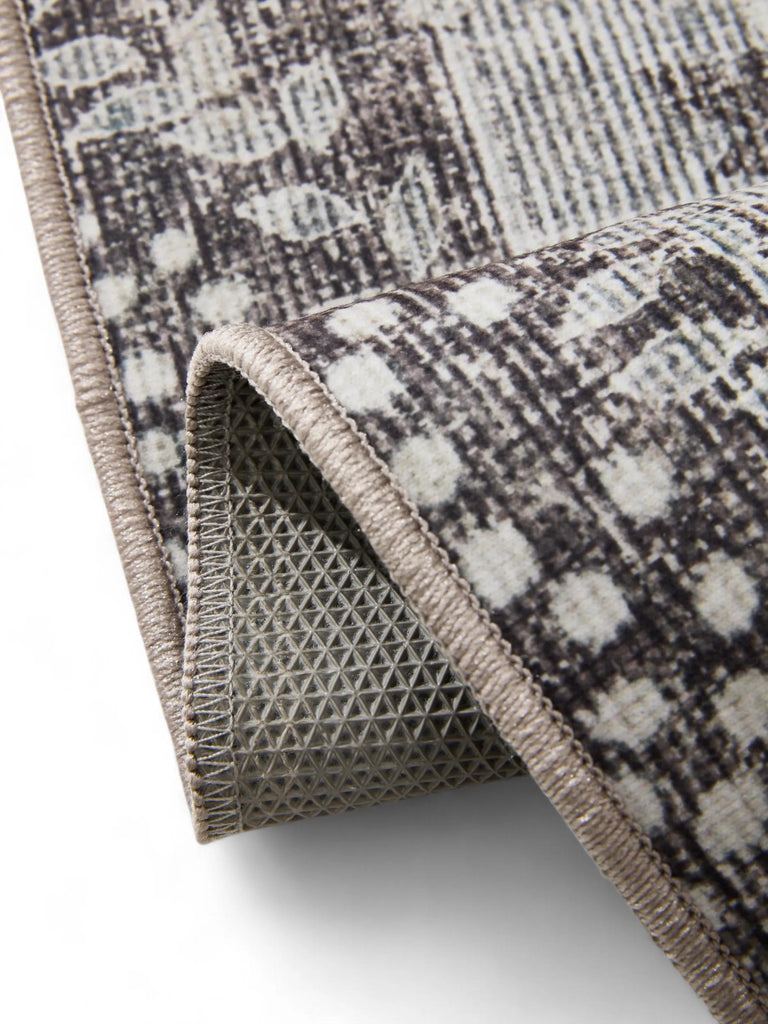 Tapis à fleurs vintage gris lavable 60x120 cm