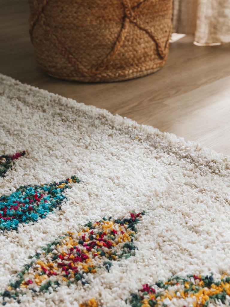 Tapis berbère motif feuille beige 120x170 cm