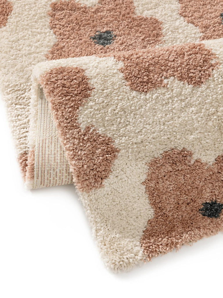 Tapis retro motif floral enfant terracotta et beige 160x230 cm