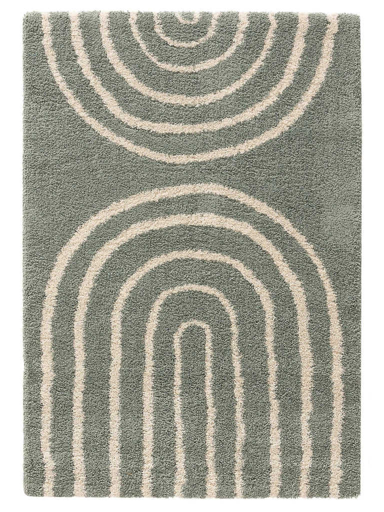 Tapis moderne motif arches enfant verte sauge et beige 140x200 cm