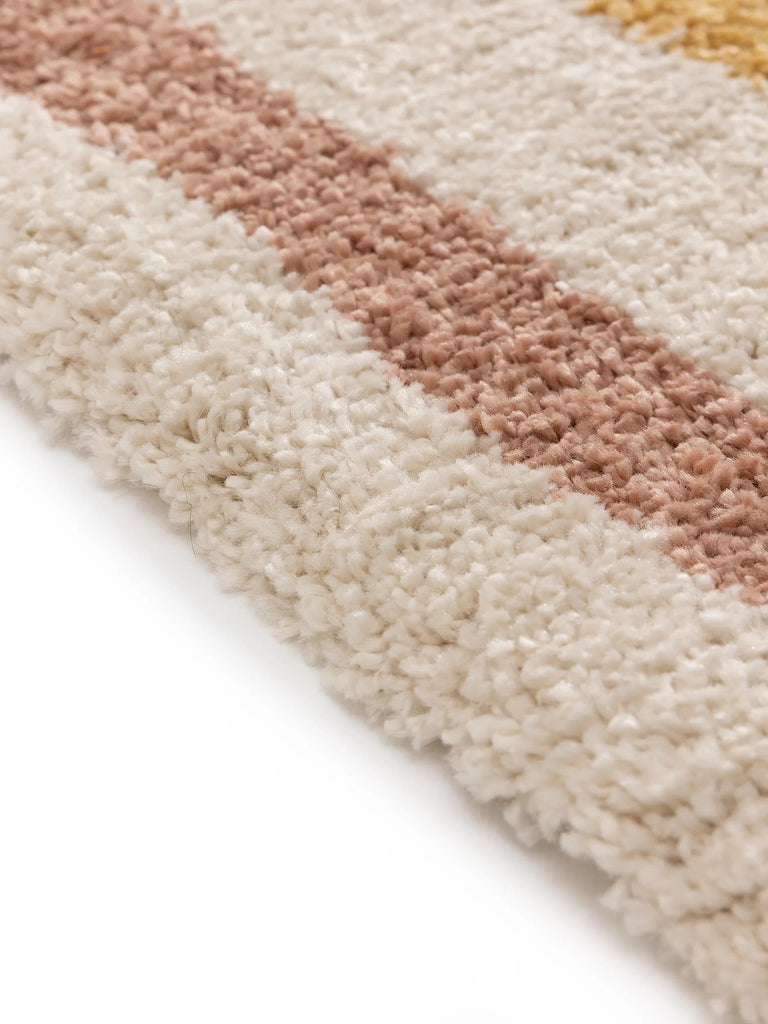 Tapis géométrique motif rectangle enfant crème jaune et terracotta 120x170 cm