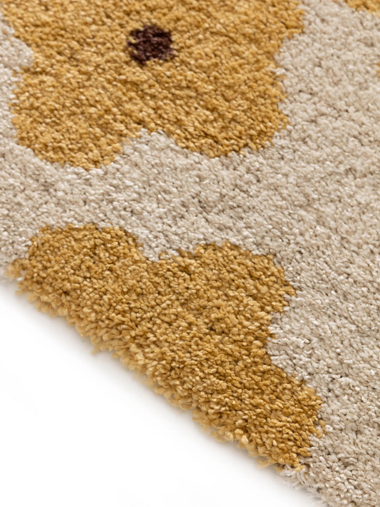 Tapis retro motif floral enfant jaune et beige 160x230 cm