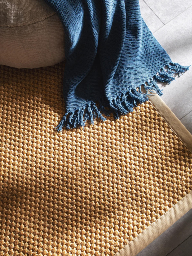 Tapis scandinave uni tressé carré orange en sisal 200x200 cm