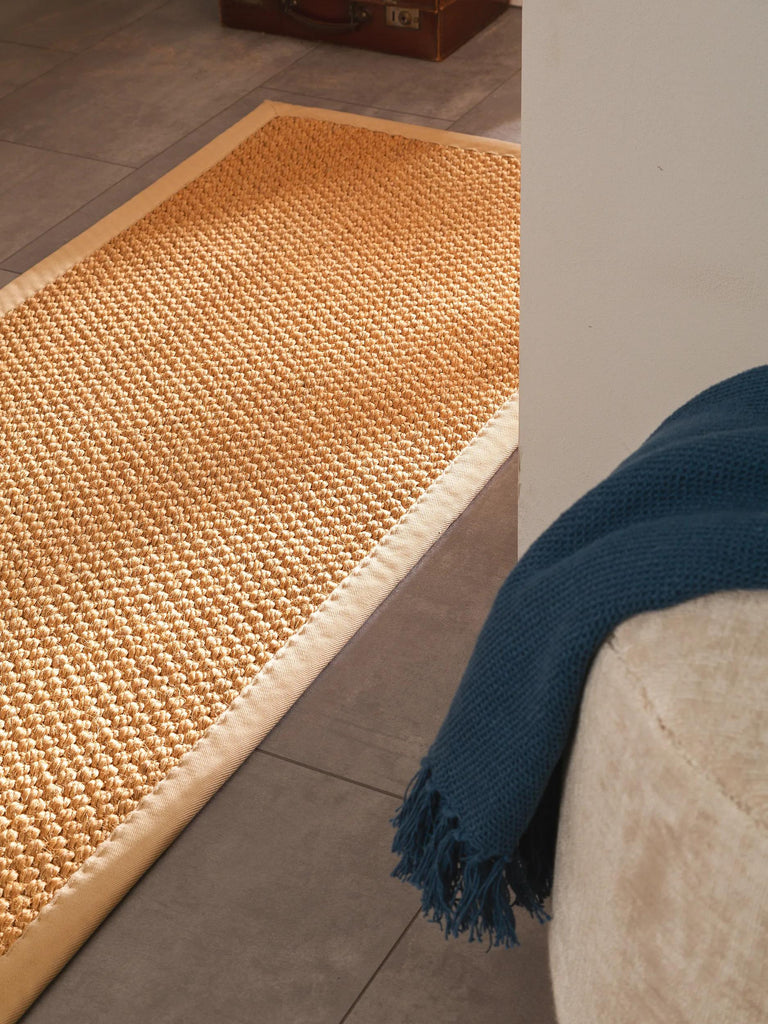 Tapis scandinave uni tressé de couloir orange en sisal 70x240 cm