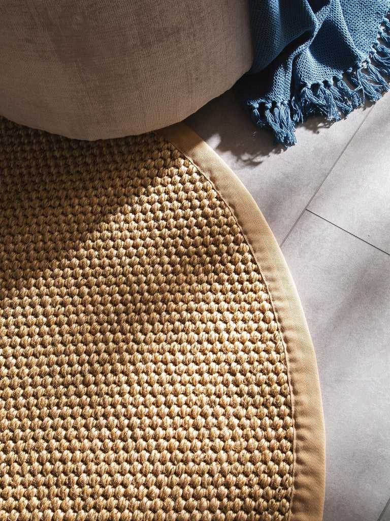 Tapis scandinave uni tressé rond beige en sisal 200 cm de diamètre