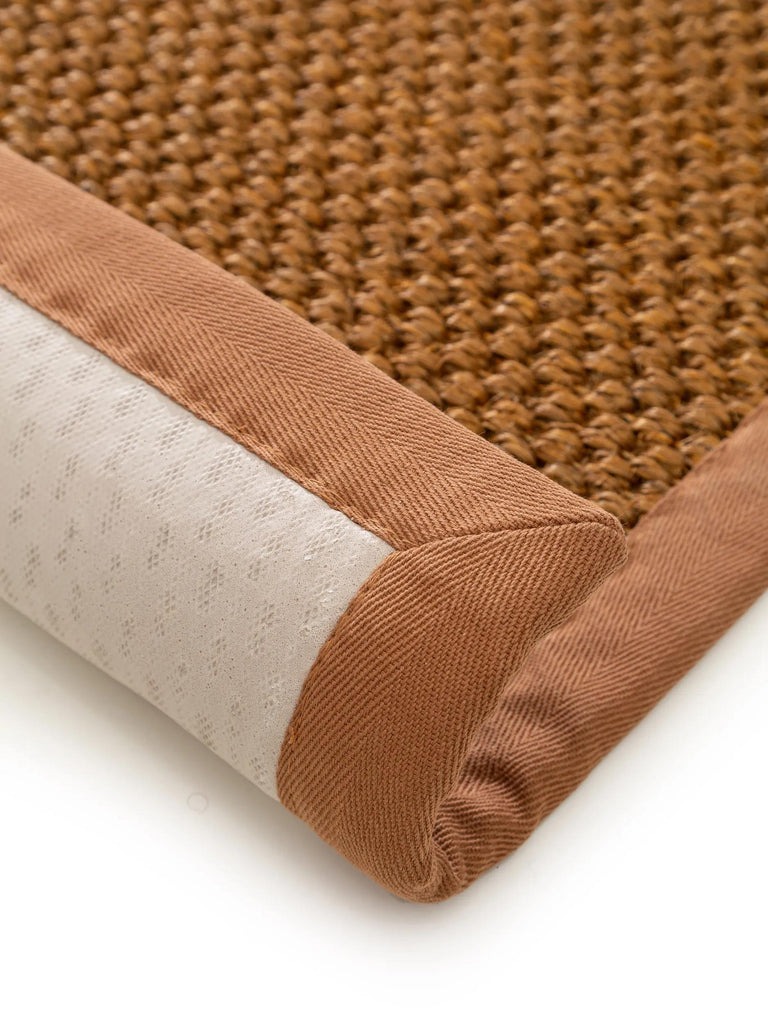 Paillasson scandinave uni tressé orange rouille en sisal 60x90 cm
