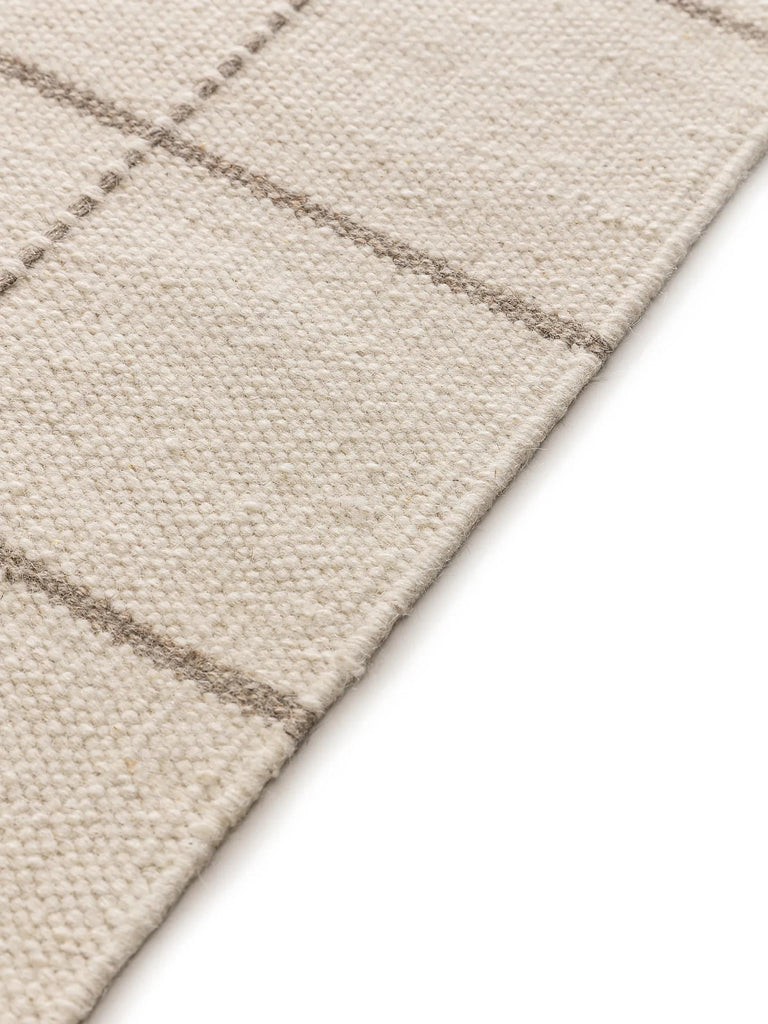Tapis moderne motif grille géométrique crème en laine 120x170 cm
