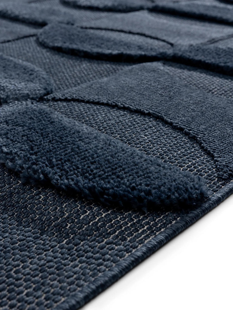 Tapis contemporain motif géométrique bleu nuit 160x230 cm