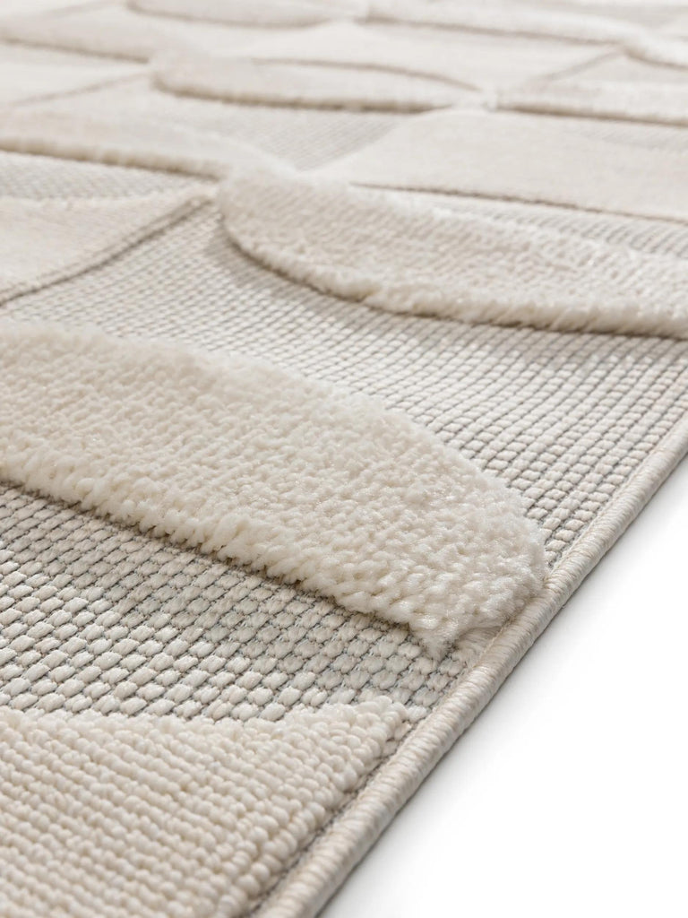 Tapis contemporain motif géométrique crème 80x150 cm