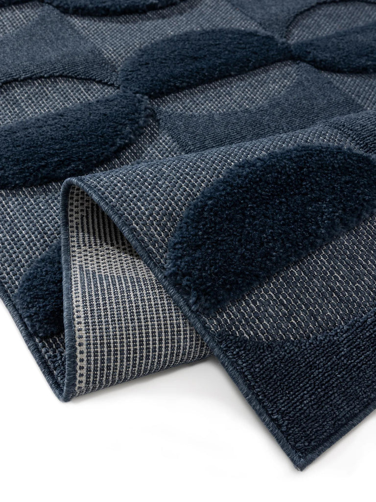 Tapis contemporain motif géométrique bleu nuit 160x230 cm