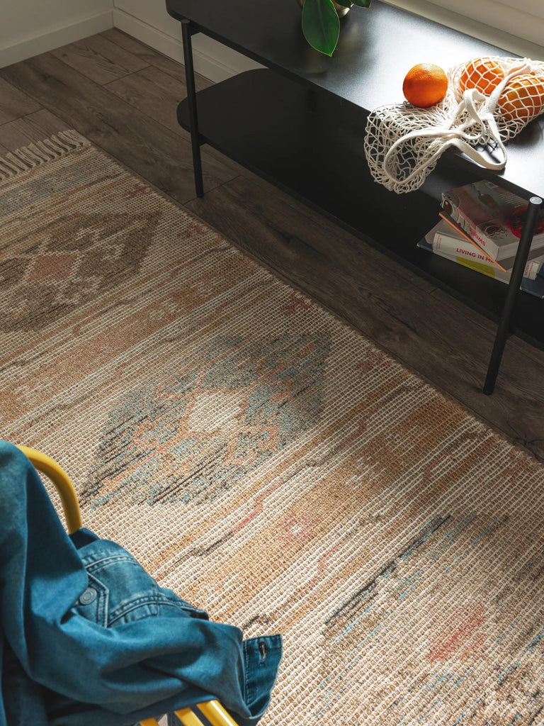 Tapis berbère motif ethnique de couloir teintes orange 70x200 cm