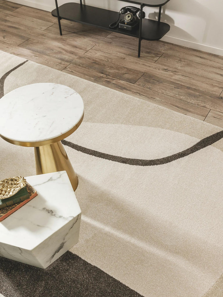 Tapis contemporain motif abstrait beige et noir 160x230 cm