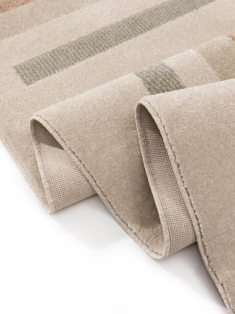 Tapis contemporain motif arches beige vert sauge et terracotta 80x150 cm