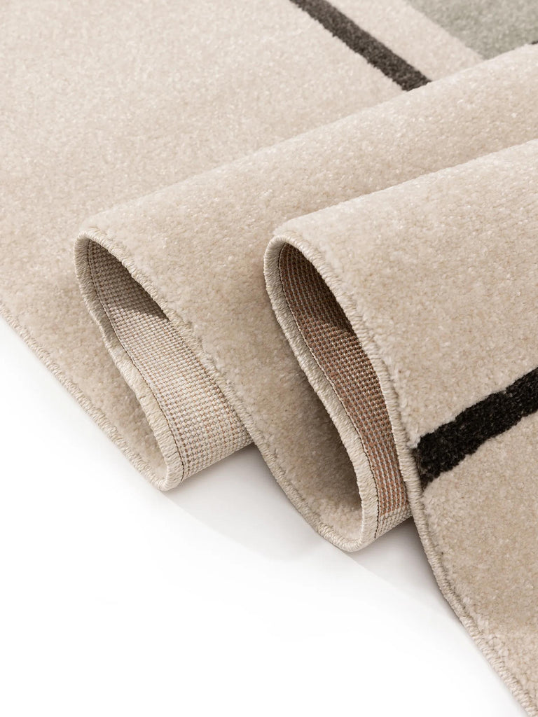 Tapis contemporain motif minimaliste beige et noir 160x230 cm