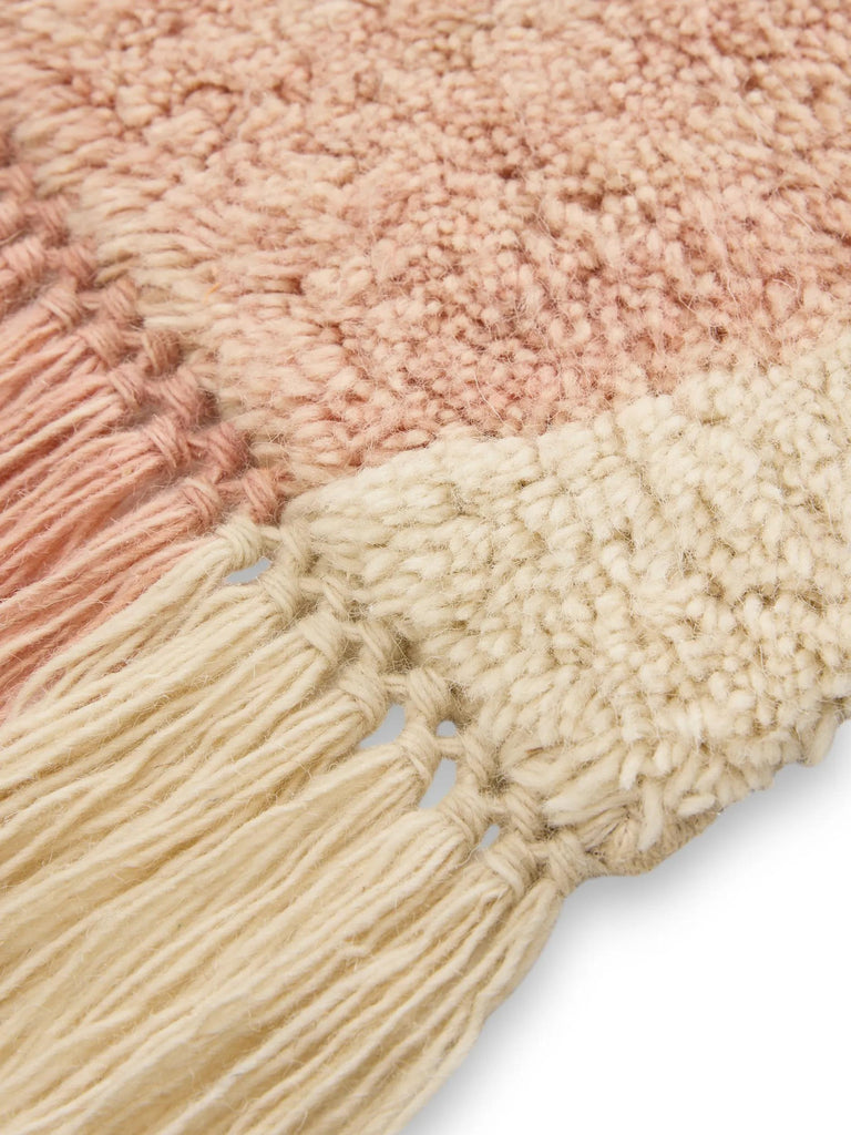 Tapis design motif pomme enfant beige et rose en laine 120x170 cm