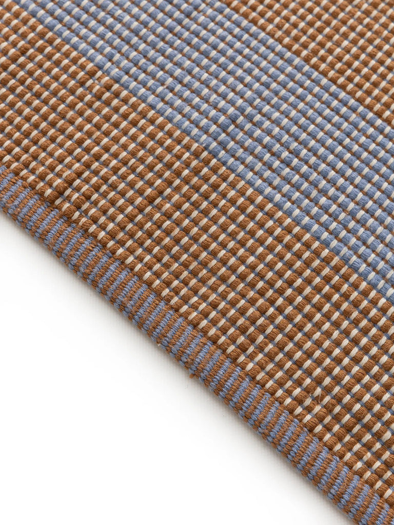 Tapis moderne motif rayé enfant marron et bleu 80x150 cm