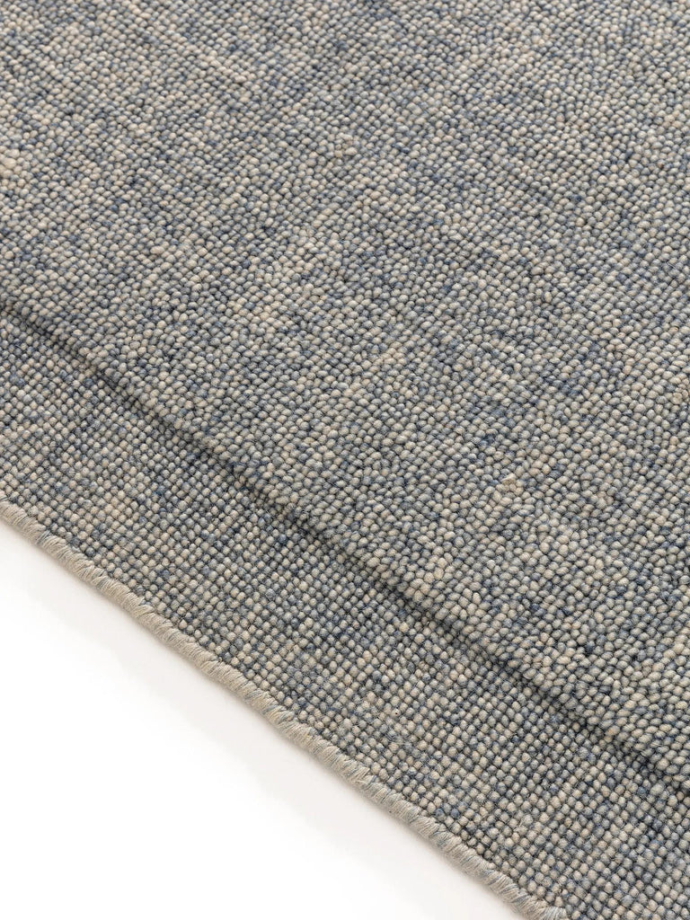 Tapis moderne style scandinave descente de lit bleu gris en laine 80x250 cm