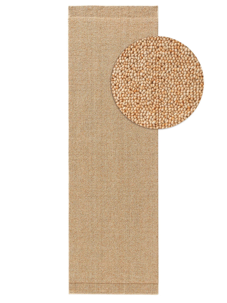 Tapis moderne style scandinave descente de lit beige orangé en laine 80x250 cm