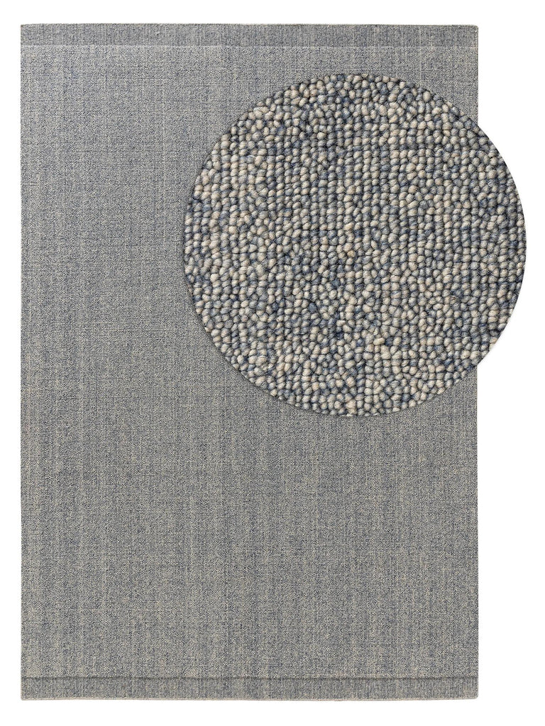 Tapis moderne style scandinave bleu gris en laine 200x300 cm