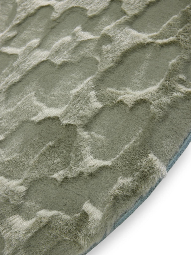 Tapis shaggy design texturé rond vert sauge 160 cm de diamètre