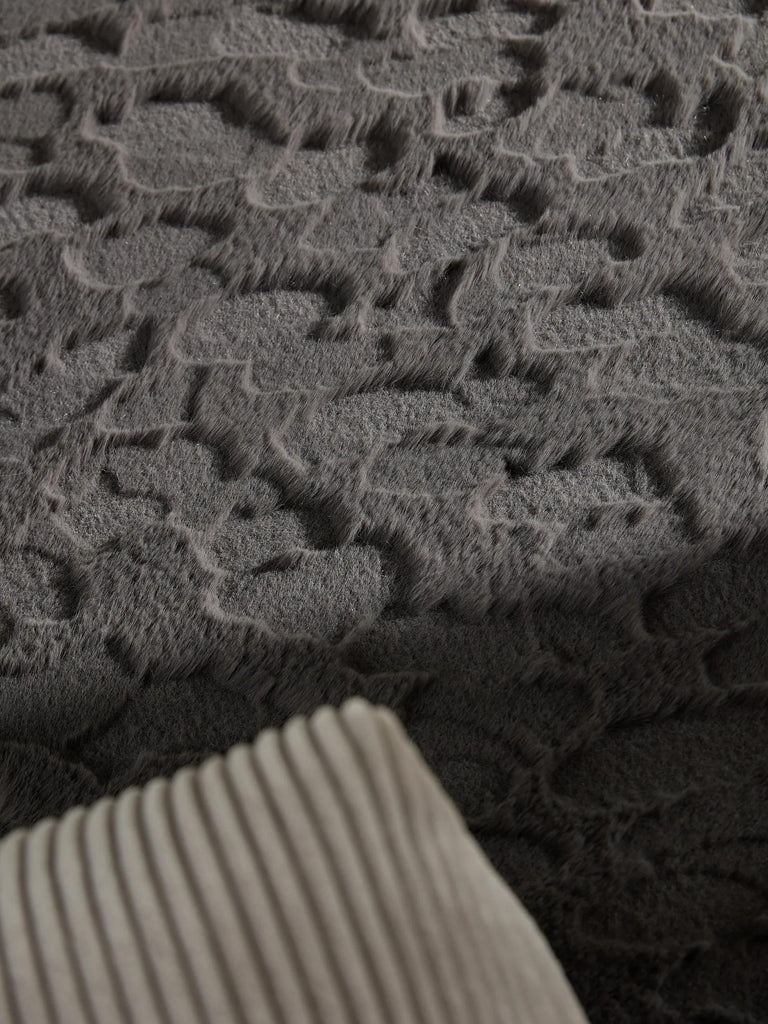 Tapis shaggy design texturé rond noir 120 cm de diamètre