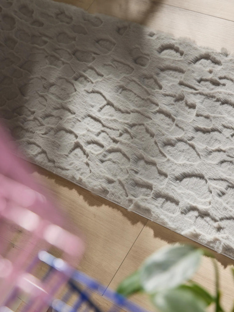 Tapis shaggy design texturé de couloir gris clair 60x200 cm