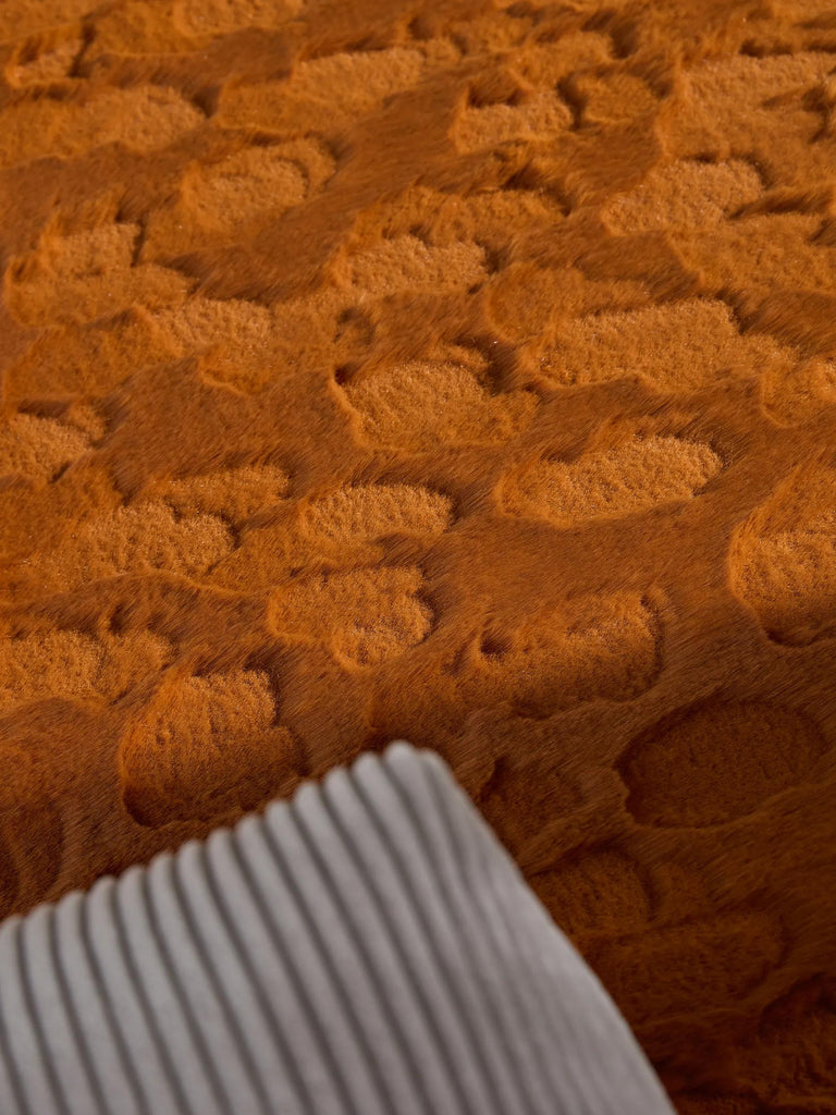 Tapis shaggy design texturé rond orange rouille 120 cm de diamètre