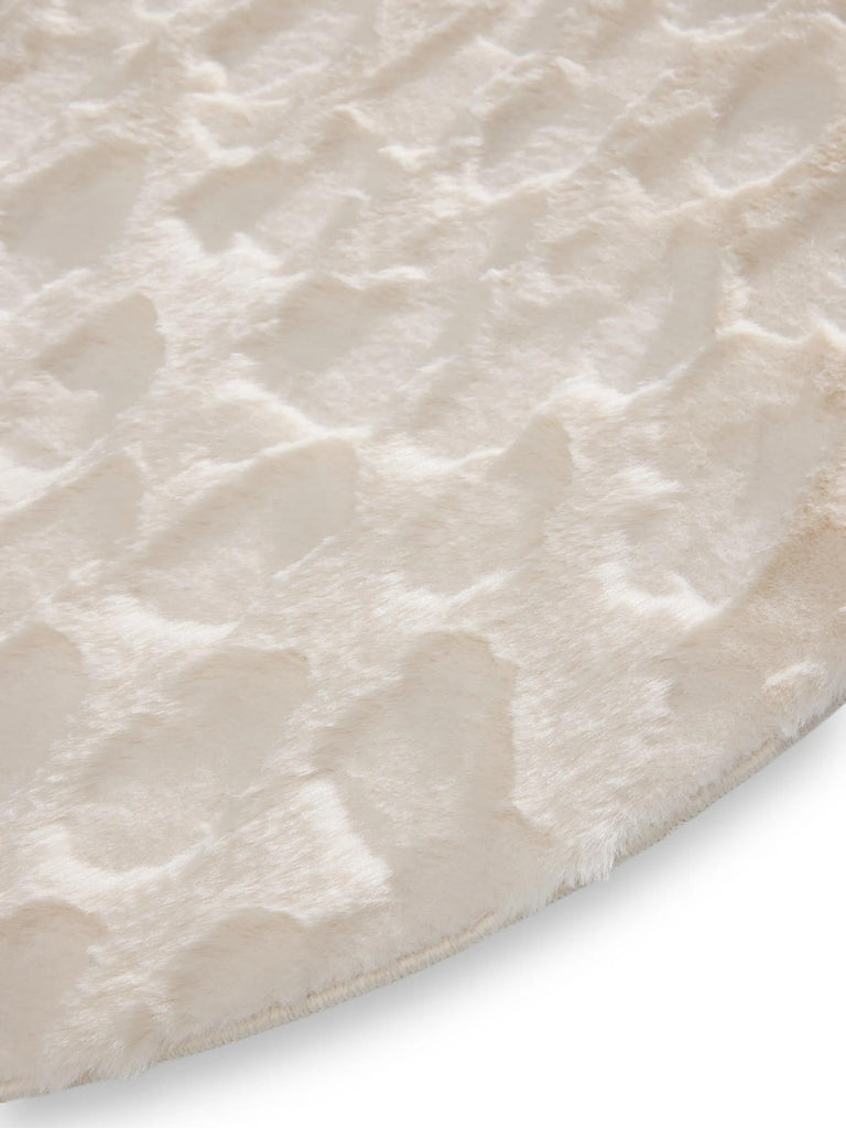 Tapis shaggy design texturé rond blanc cassé 160 cm de diamètre