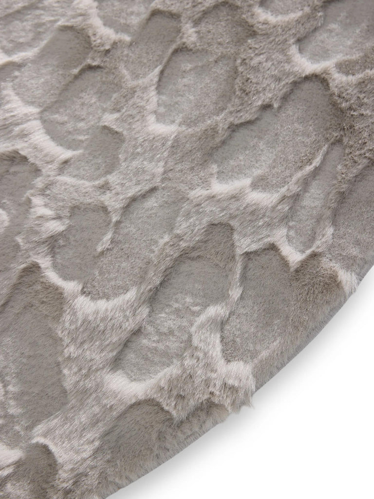 Tapis shaggy design texturé rond gris clair 120 cm de diamètre