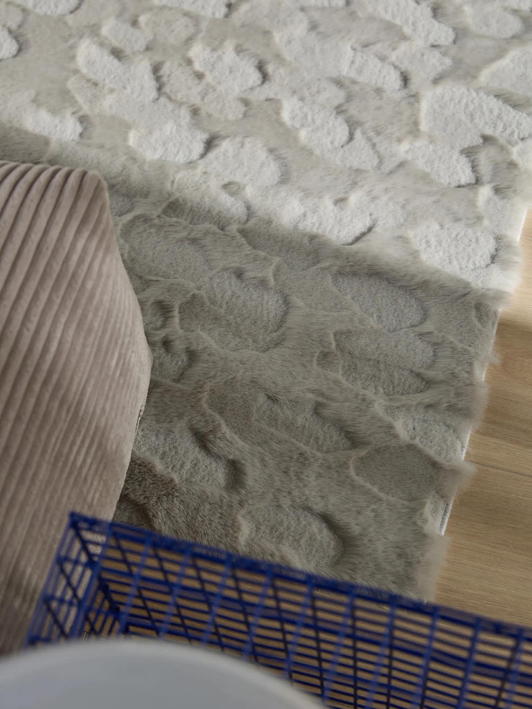 Tapis shaggy design texturé gris clair 80x150 cm