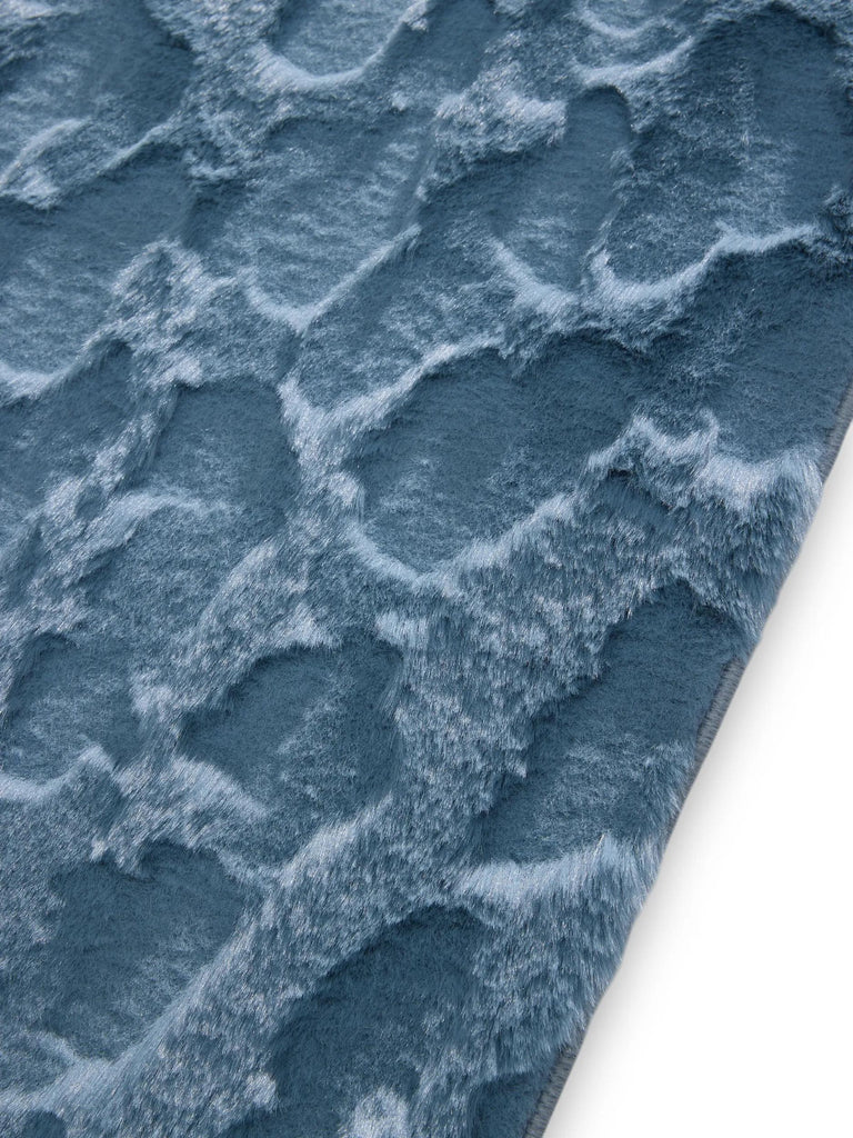 Tapis shaggy design texturé bleu 80x150 cm