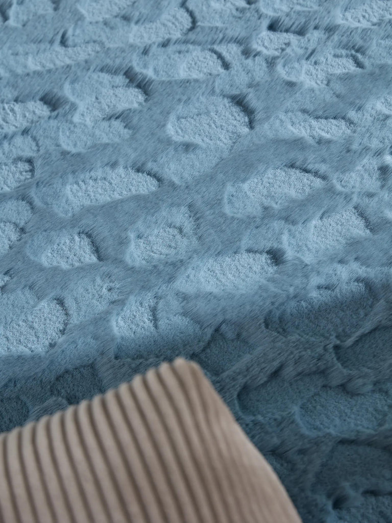 Tapis shaggy design texturé rond bleu 160 cm de diamètre