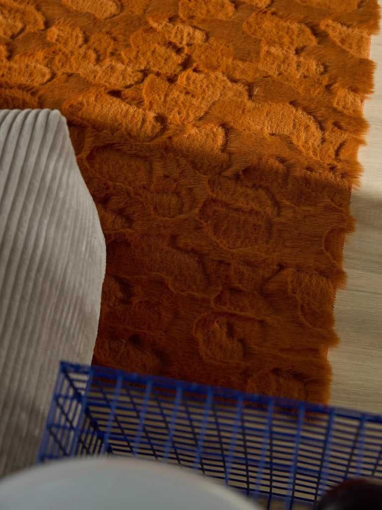 Tapis shaggy design texturé orange rouille 120x170 cm