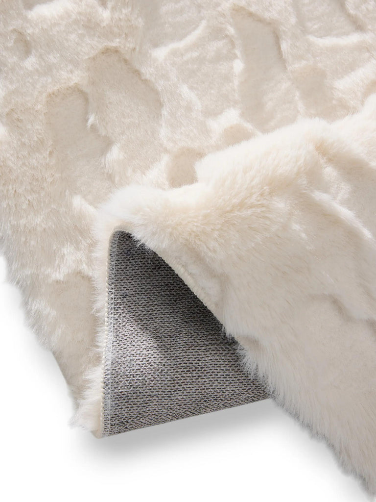 Tapis shaggy design texturé blanc cassé 60x120 cm