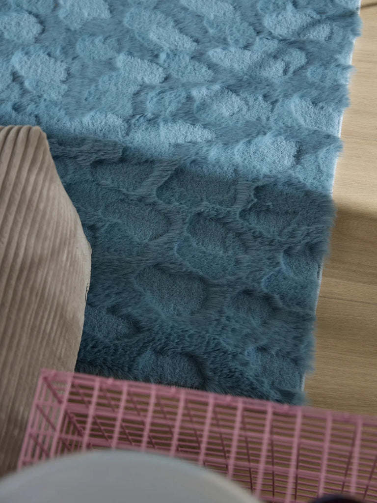 Tapis shaggy design texturé bleu 80x150 cm