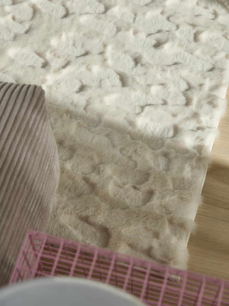 Tapis shaggy design texturé blanc cassé 160x230 cm