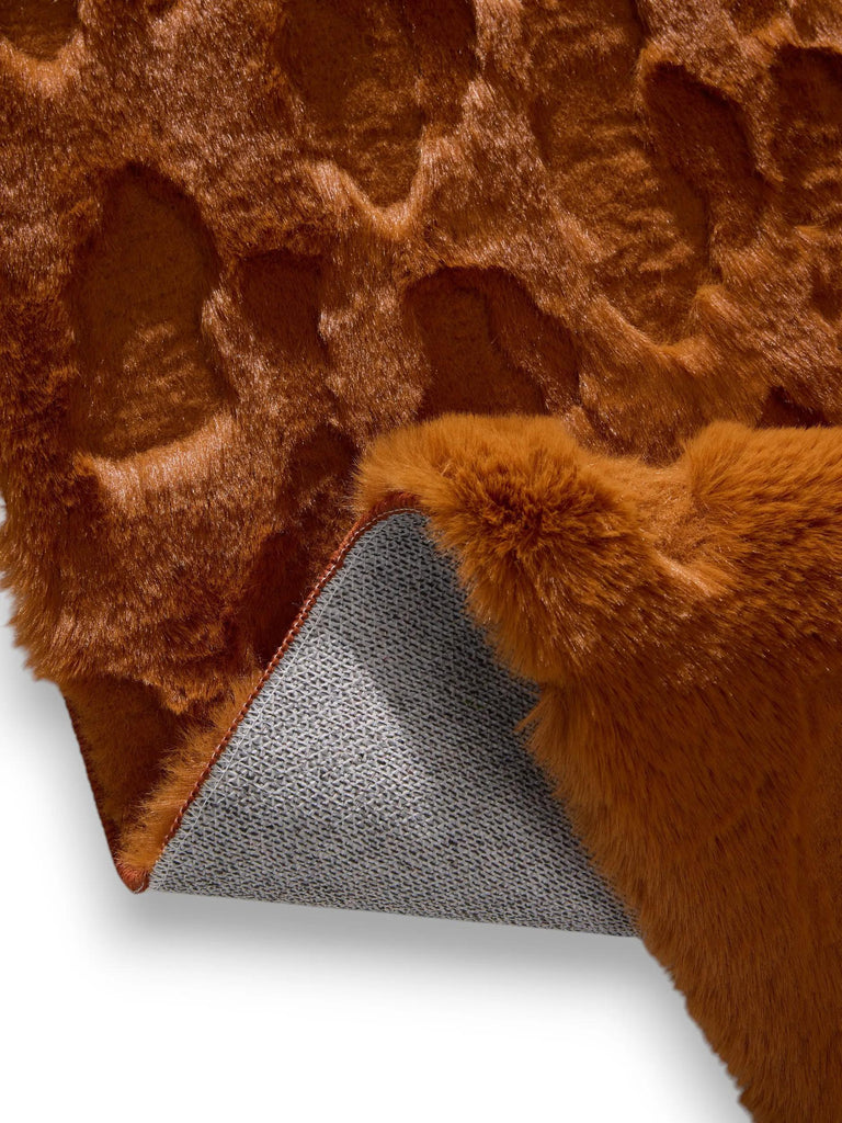 Tapis shaggy design texturé orange rouille 120x170 cm