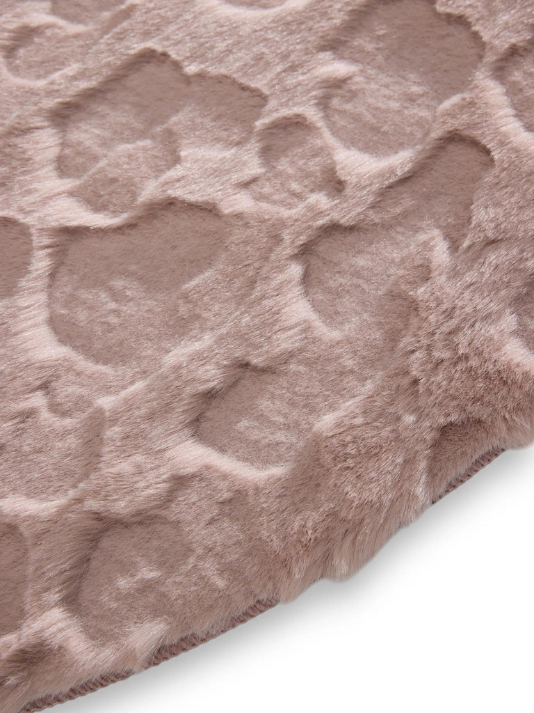 Tapis shaggy design texturé rond rose poudré 160 cm de diamètre