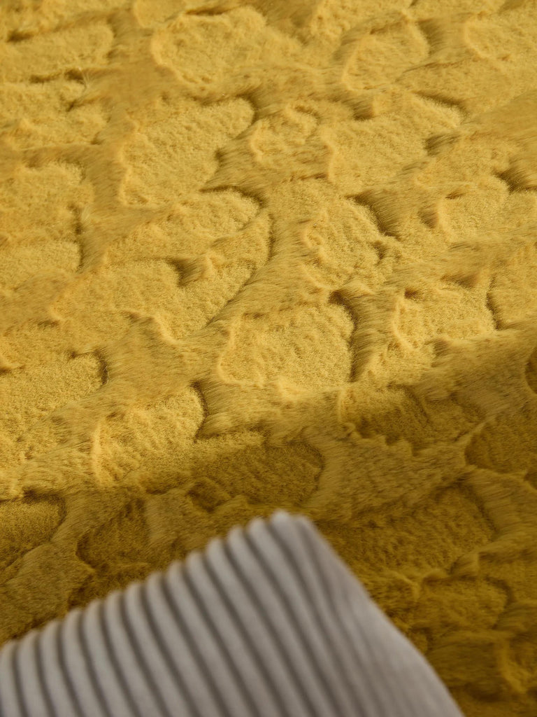 Tapis shaggy design texturé rond jaune 120 cm de diamètre