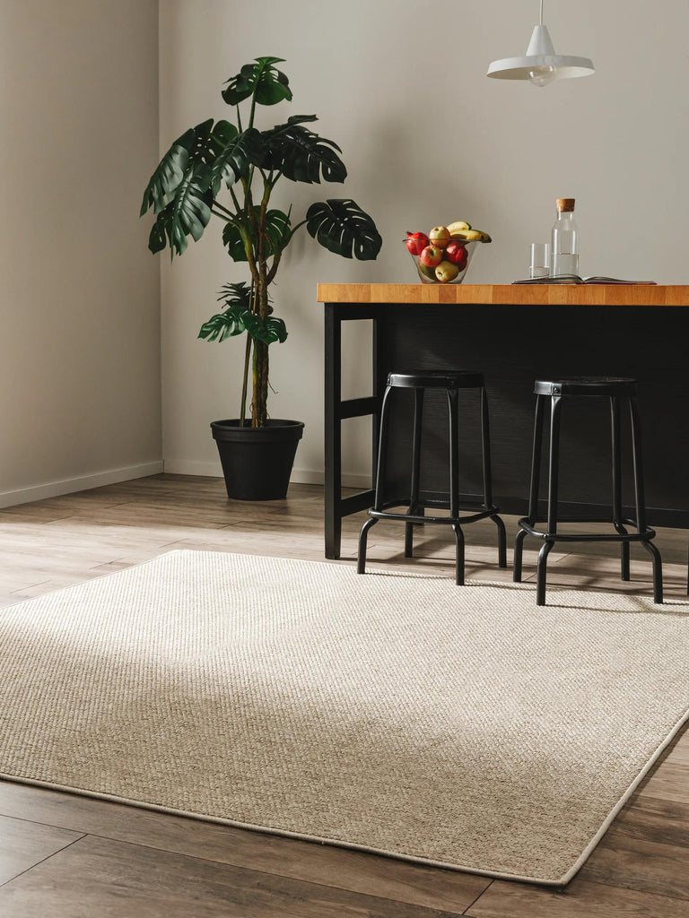 Tapis scandinave tressé à plat carré taupe d'intérieur et d'extérieur 300x300 cm