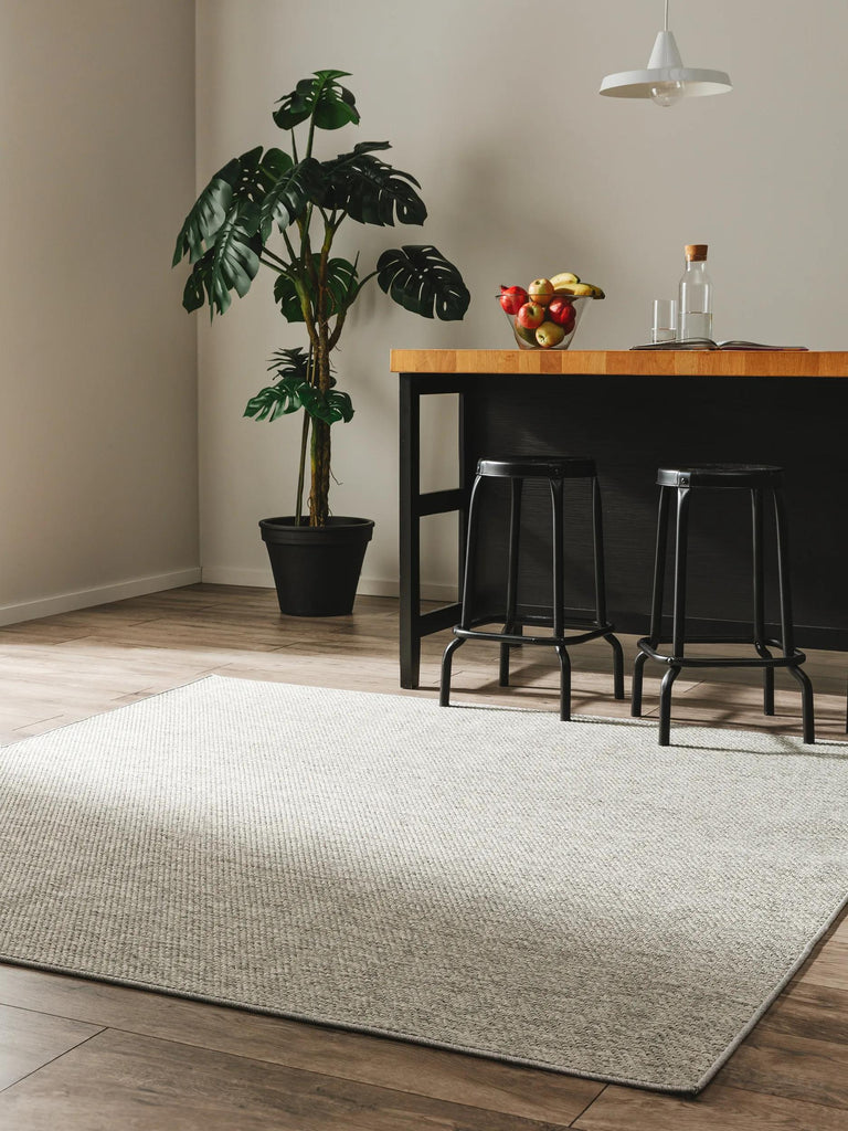 Tapis scandinave tressé à plat carré gris d'intérieur et d'extérieur 300x300 cm