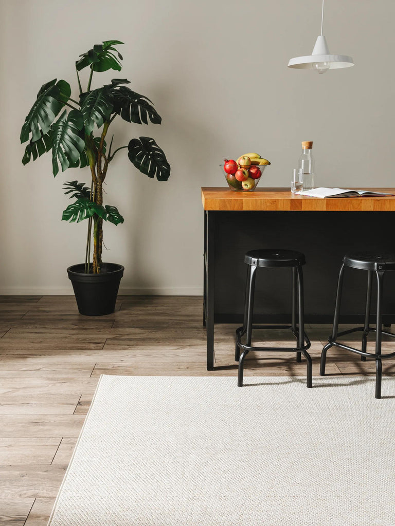 Tapis scandinave tressé à plat blanc d'intérieur et d'extérieur 80x150 cm