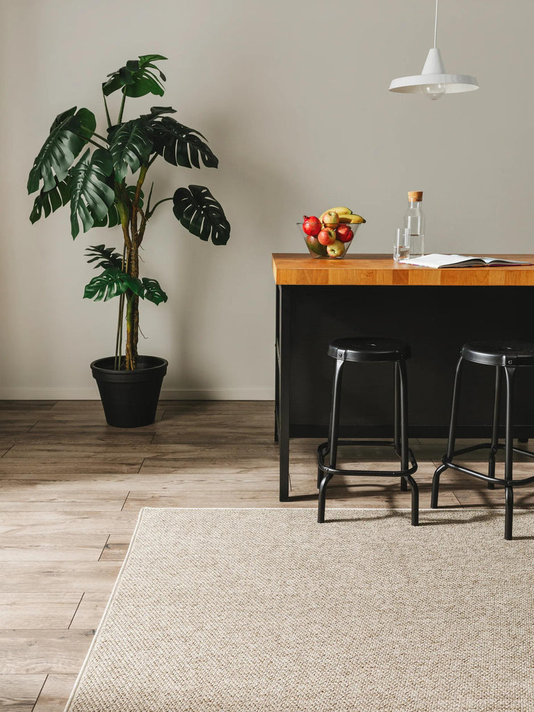 Tapis scandinave tressé à plat taupe d'intérieur et d'extérieur 80x150 cm