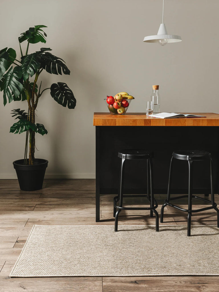 Tapis scandinave tressé à plat de couloir taupe d'intérieur et d'extérieur 80x250 cm