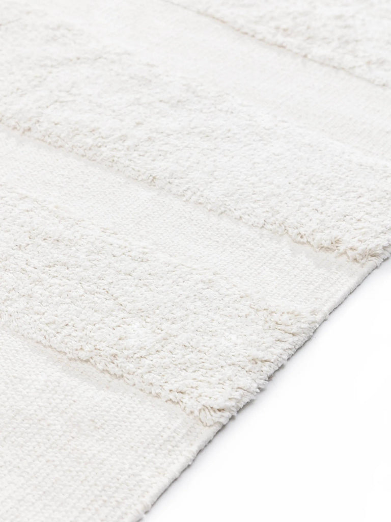 Tapis contemporain motif vague texturé blanc en coton 200x300 cm