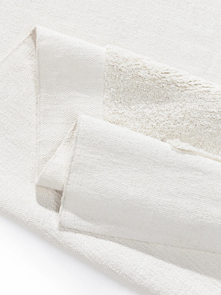 Tapis contemporain motif abstrait texturé blanc en coton 160x230 cm