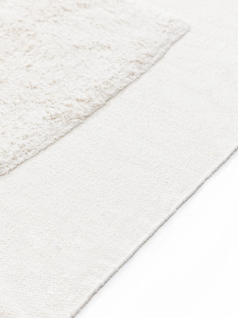 Tapis contemporain motif abstrait texturé blanc en coton 160x230 cm