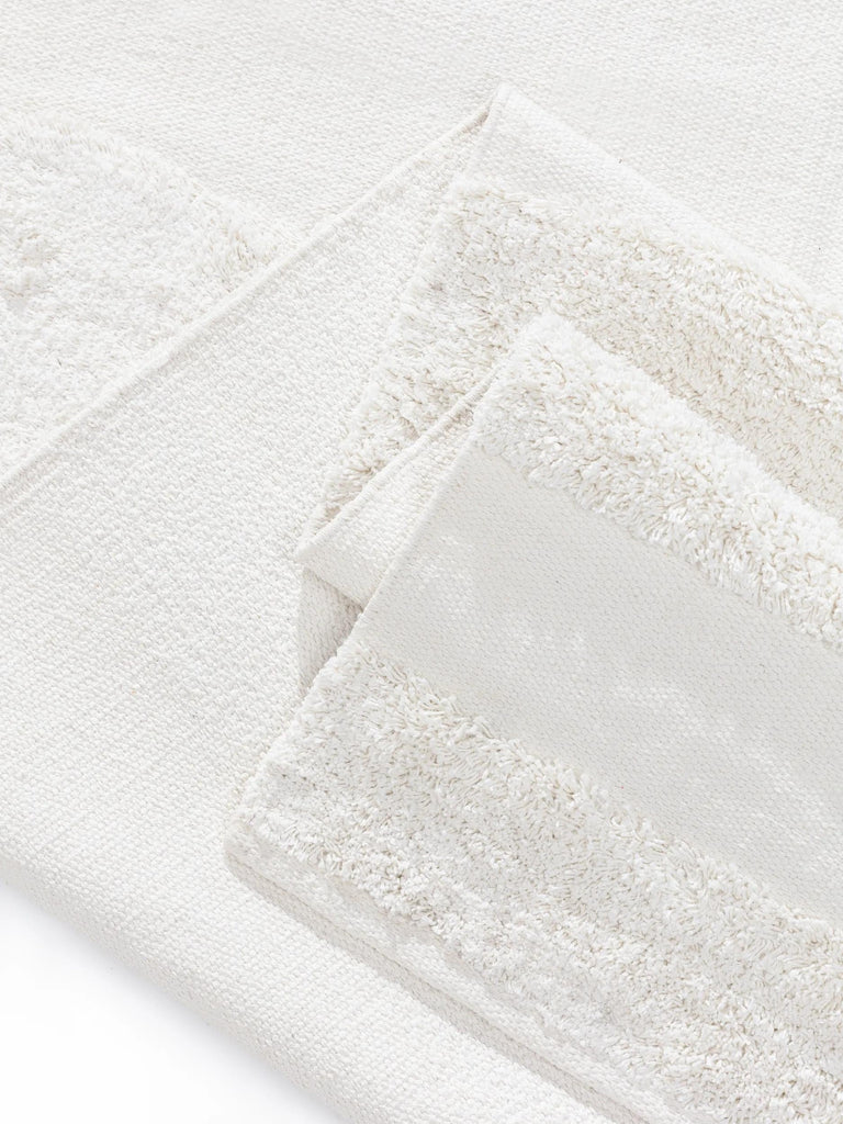 Tapis contemporain motif vague texturé blanc en coton 160x230 cm