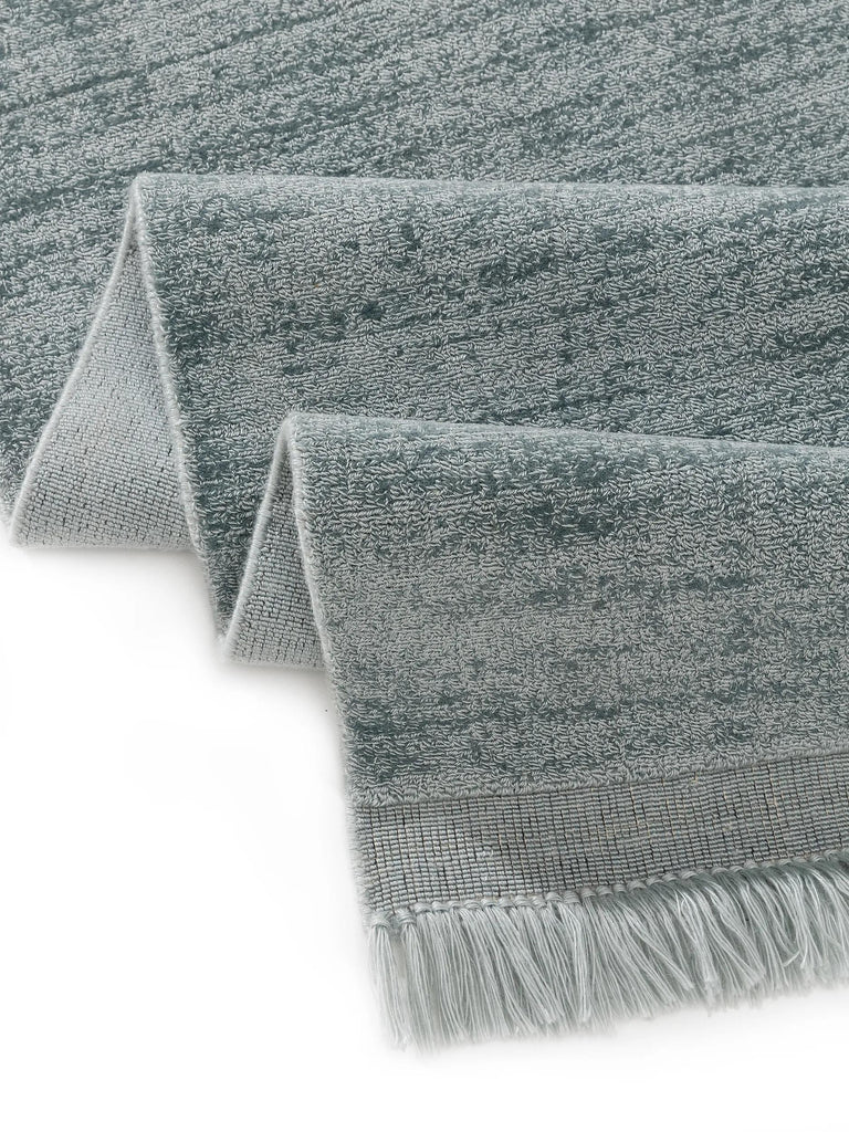 Tapis moderne chiné à franges turquoise 120x170 cm